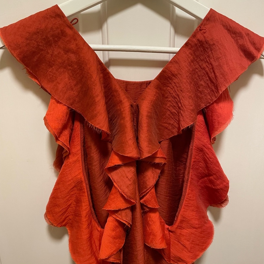 Chic Red Ruffle Dress - Picture 2 of 5